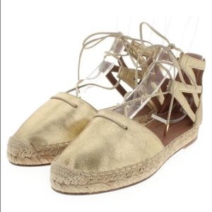 *SALE* Aquazzura Leather Espadrilles Sandals Gold